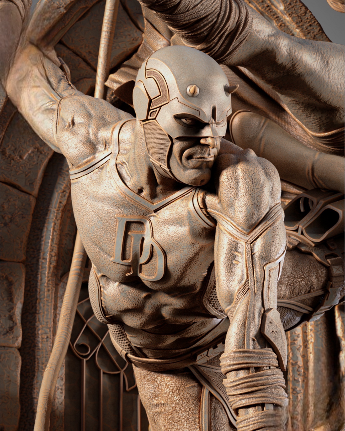 Daredevil & Elektra Diorama — APEX Cathedral Assault Monument | Obsidian Guild Studio