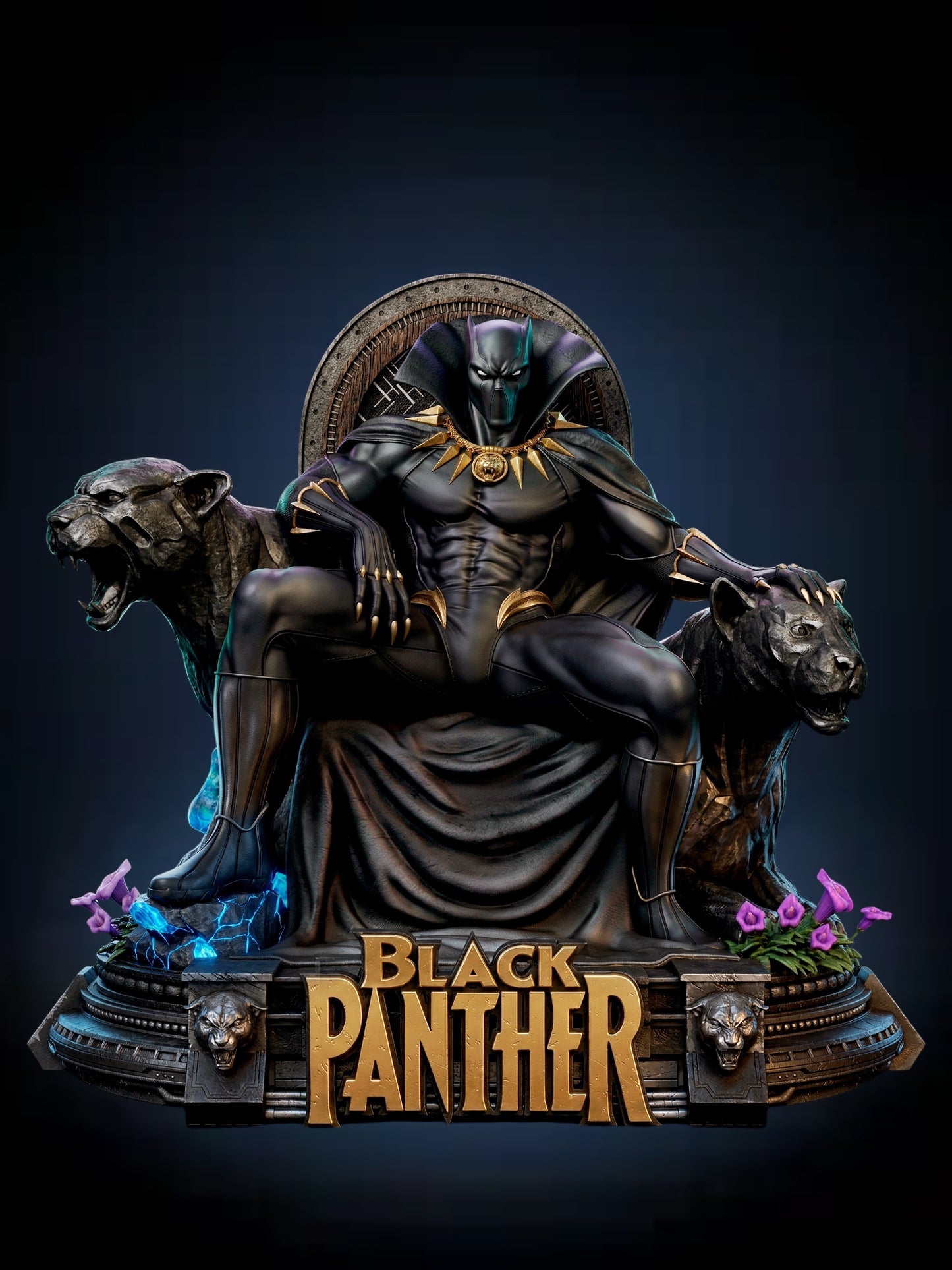 Black Panther Sculpture — APEX Throne Centerpiece | Obsidian Guild Studio