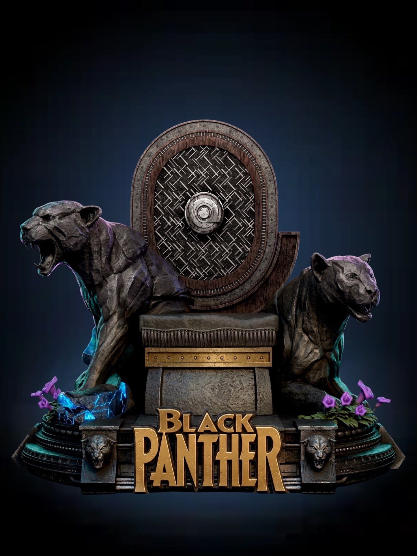 Black Panther Sculpture — APEX Throne Centerpiece | Obsidian Guild Studio