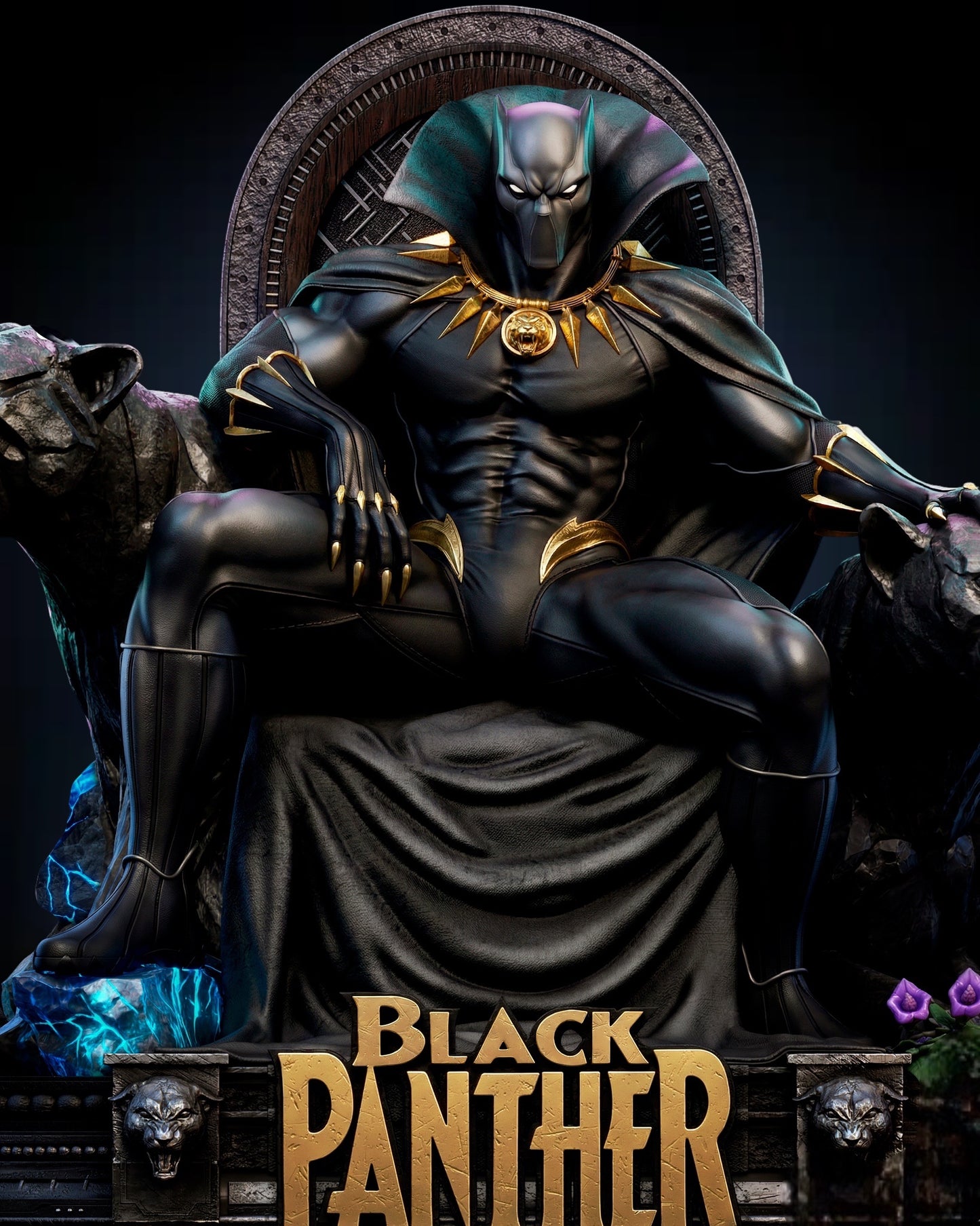 Black Panther Sculpture — APEX Throne Centerpiece | Obsidian Guild Studio