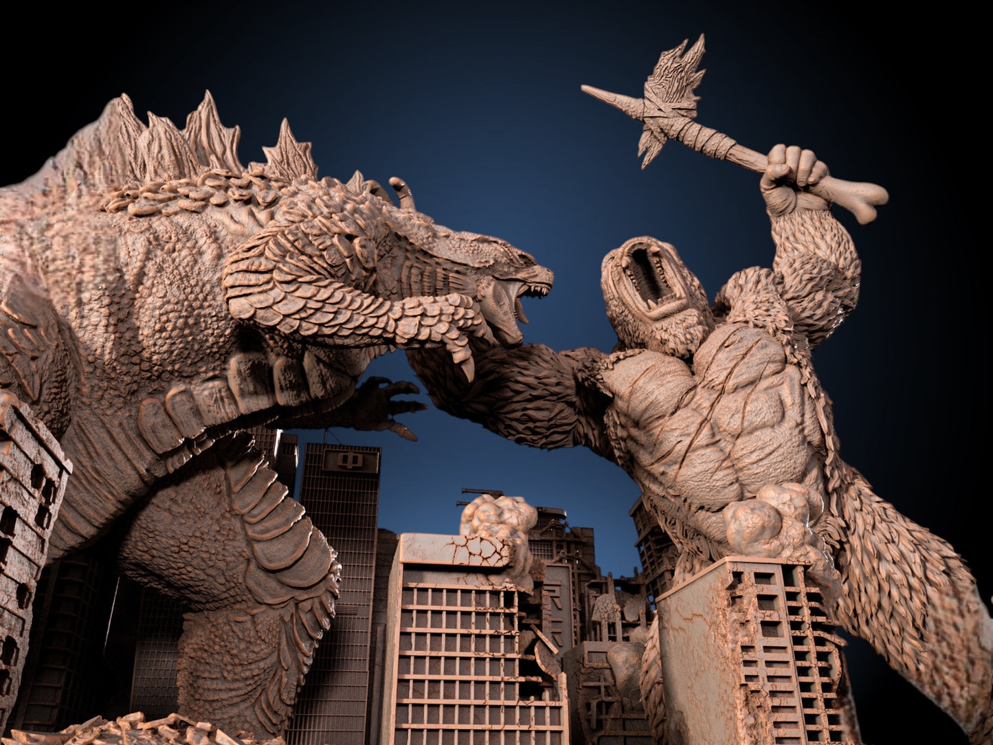 Godzilla vs Kong — Titan War Masterwork Diorama | Obsidian Guild Studio
