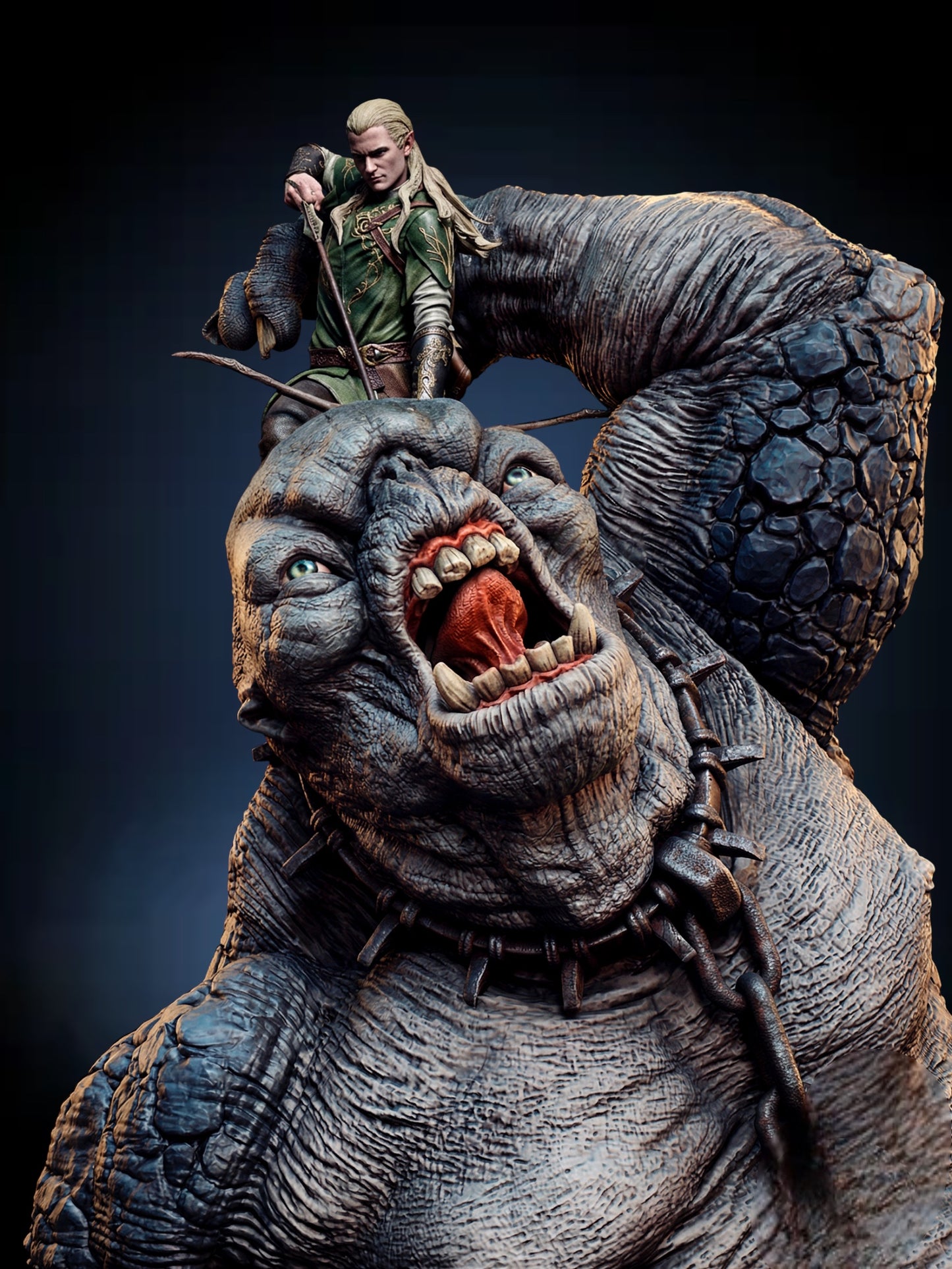 Legolas vs Troll Diorama — APEX Fellowship Siege Monument | Obsidian Guild Studio