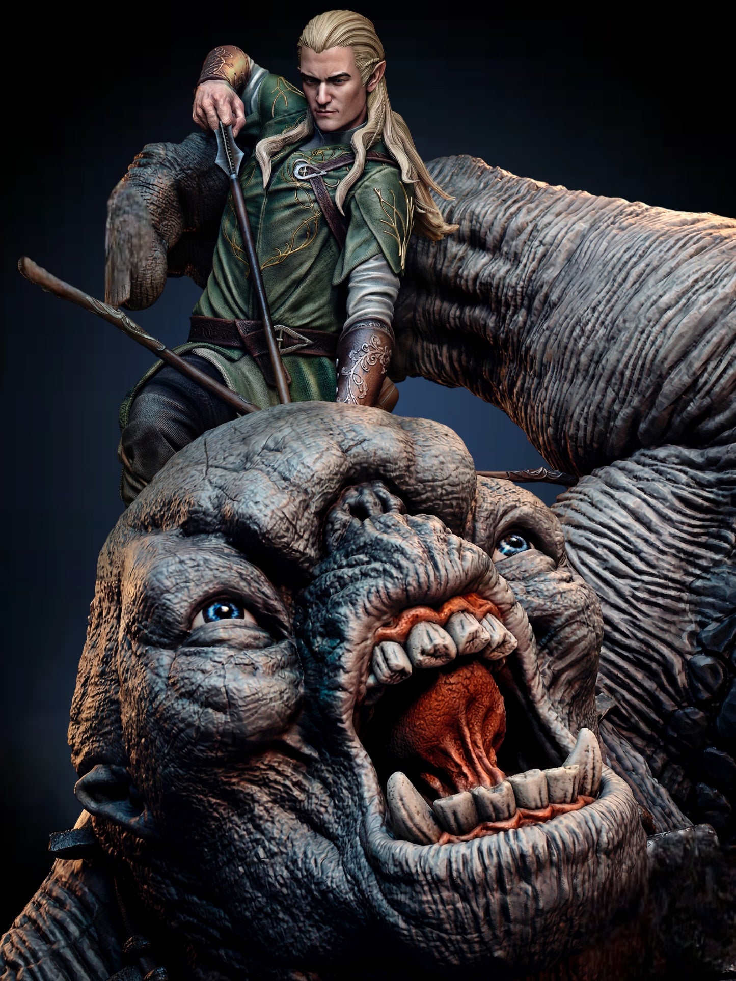 Legolas vs Troll Diorama — APEX Fellowship Siege Monument | Obsidian Guild Studio