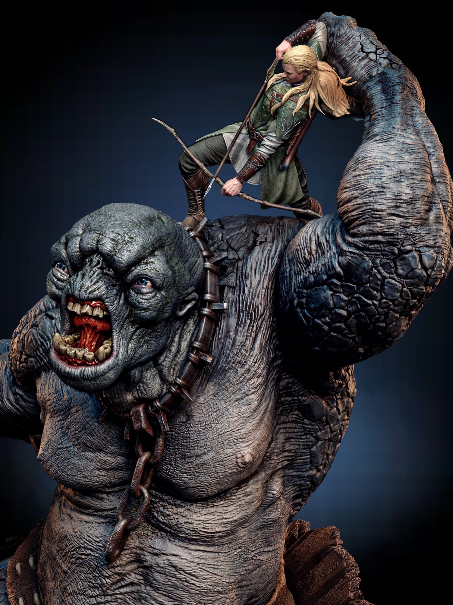 Legolas vs Troll Diorama — APEX Fellowship Siege Monument | Obsidian Guild Studio