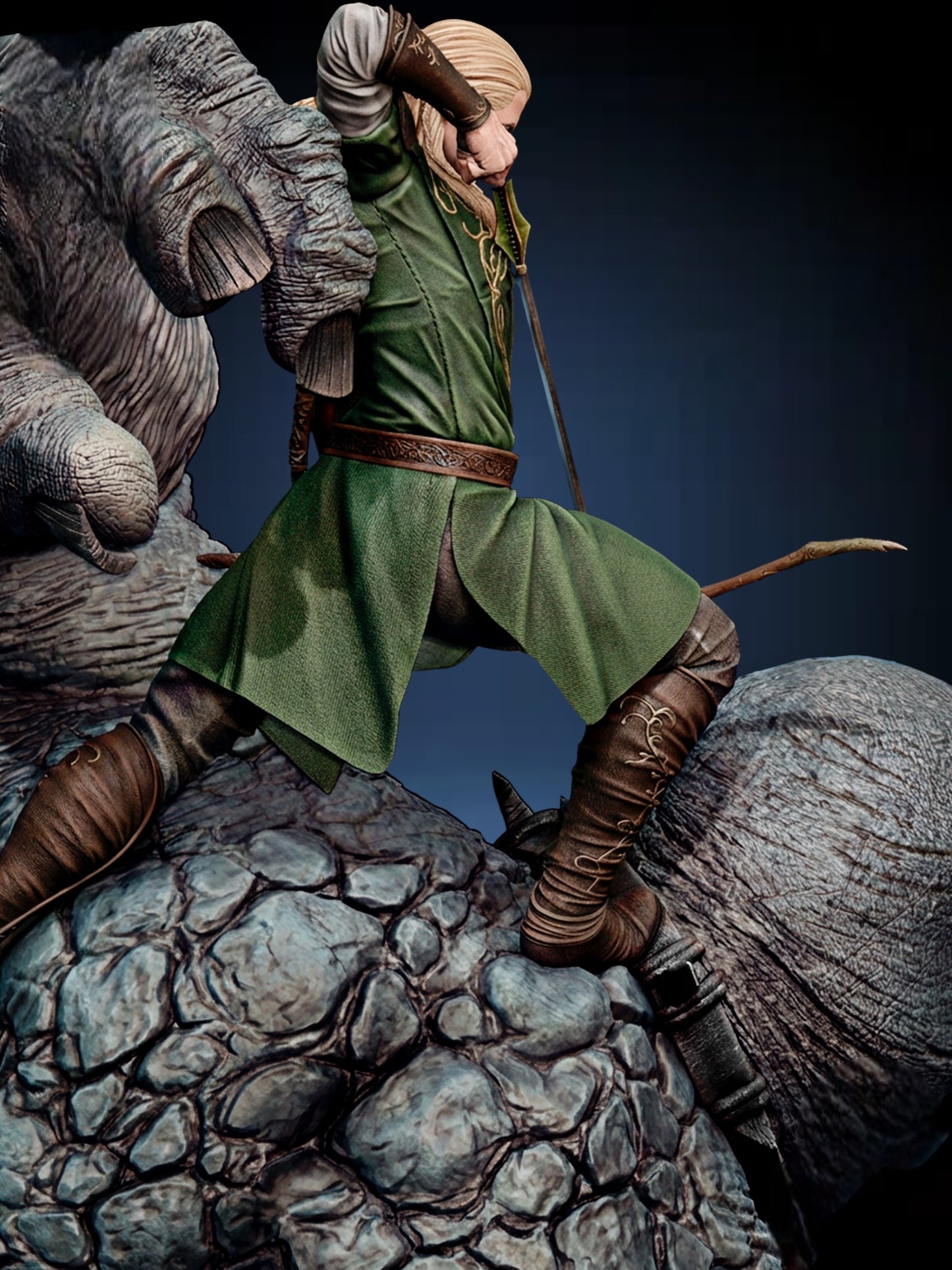 Legolas vs Troll Diorama — APEX Fellowship Siege Monument | Obsidian Guild Studio